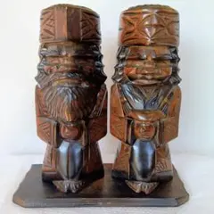 ニポポ人形 アイヌ工芸品 2体セット 台座付き