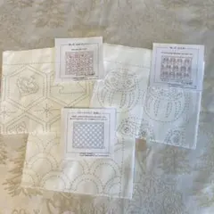 1点限り　刺し子布 3枚セット だるま、おめでたづくし他　ホビーラホビーレ