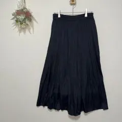 ユニクロ UNIQLO ギャザーロングスカート M 黒 裏地付き ウエストゴム