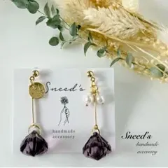 ▪ダイヤ⟡.*ビーズ×パールチャーム×メタルチャームピアス／イヤリング