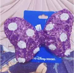 ミニー　ヘアゴム　リボン　紫　スパンコール　ミニーの日 ディズニー