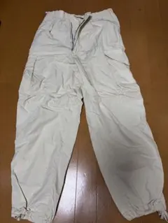 ワイドフィットパラシュートカーゴパンツ　白 イージーカーゴパンツ/丈長め　黒