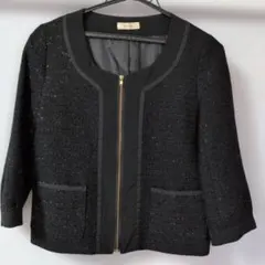 Perle Pêche ノーカラージャケット 黒ラメのサムネイル