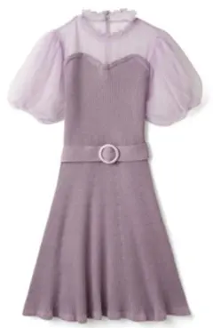 新品未使用 GRL グレイル ベルト付きチュールドッキングフレアミニワンピース