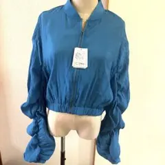 新品未使用EVRISシアーブルゾン　ジップアップジャンパー　ブルー