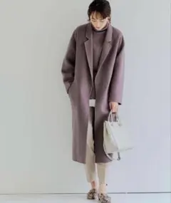 完売品☆TONAL シャギーロングガウンコート モヘヤ混 パープル 38 