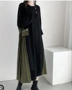 【美品】ABITOKYO サイドプリーツ切替スウェットワンピース