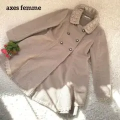 axes femme【美品】【ワンピース風】【刺繍　レース】ピンクベージュコート