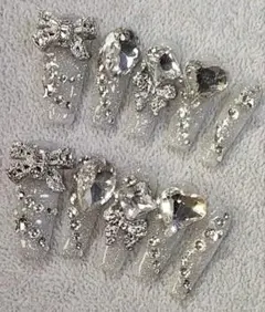 シルバーグリッターネイルチップ10個セット