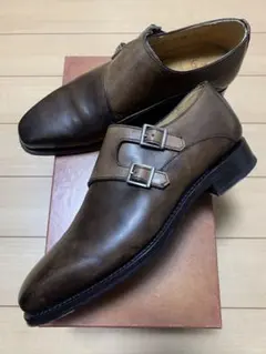 美品BARKER BLACKバーカーブラックスエードダブルモンクストラップ茶6