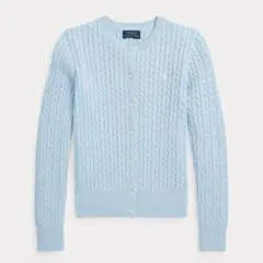 カーディガン ミニケーブル コットン カーディガン　アイスブルー160/ XL