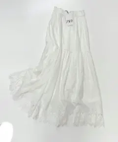 ホワイト フレアスカート Mサイズ レース付き