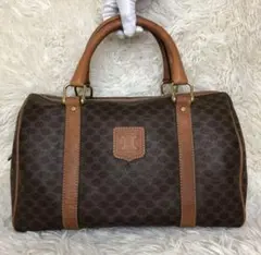 美品　CELINE セリーヌ　ミニボストン　ハンドバッグ　マカダム柄　レザー