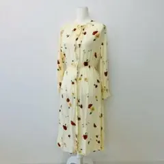 【a0478】ニコアンド 花柄シャツワンピース ウエストゴム リボンタイ