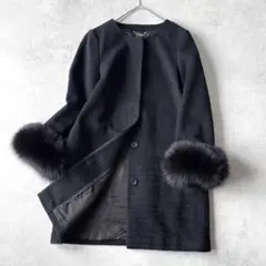 【美品】ノーリーズソフィ　ノーカラー　ロングコート　ブルーフォックス　ファー　黒 楽天市場】【5％クーポン】カシミヤ 100％ ダブル ロング コート