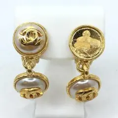 シャネル ココマーク CHANEL ゴールド フェイクパール イヤリング 石取れ