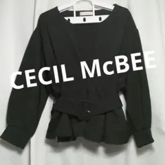 CECIL McBEE　パフスリーブペプラム　ブラック