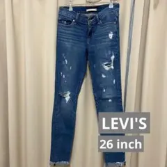 LEVI'S　リーバイス　711スキニー　ダメージデニム　26インチ