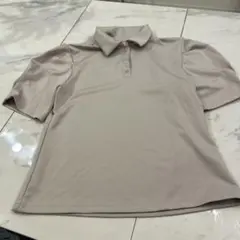 韓国ゴルフウェア　パフスリーブポロシャツ　ベージュ