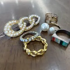 ６個セット ★ パール ヘアピン 指輪 リング 天然石 等