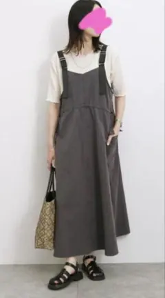 新品未使用サマンサモスモスブルー⭐︎ウェストドロストジャンパースカート　チャコール