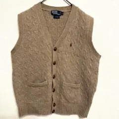 ラルフローレン ニット ベスト ケーブル編 ポニー刺繍 胡桃ボタン Lサイズ