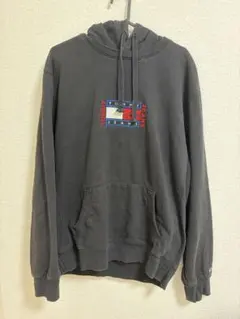 TOMMY JEANS パーカー XL 刺繍ロゴ ブラック