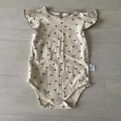 シーイン　SHEIN フリル袖ノースリーブロンパース 80㎝　ハート　アイボリー