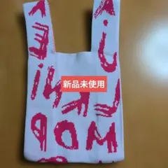 ホワイト ピンク グラフィック トートバッグ