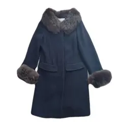 【プロポーション】ウールコート ネイビー ファー付き