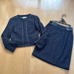 プラステ　ネイビー　スカート　ツイード　スーツ　Mサイズ　紺　PLST