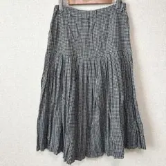 千鳥柄 プリーツスカート ミモレ丈 モノトーン 秋冬春