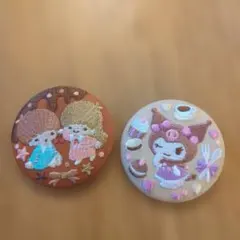 サンリオキャラクター刺繍ピンバッジ2個セット