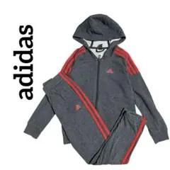 adidas アディダス スウェットセットアップ パーカーパンツ グレー 130