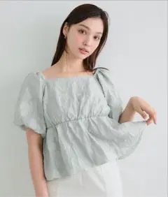 coca フラワージャカードバルーンブラウス M