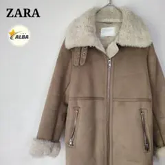 ZARA WOMAN　ザラ　ムートンコート　スウェード　ロング丈　ベージュ　S