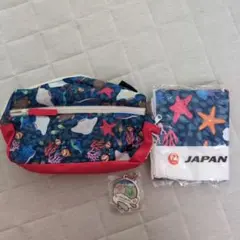 JAL ボディバッグ タオル キーホルダー 3点セットのサムネイル