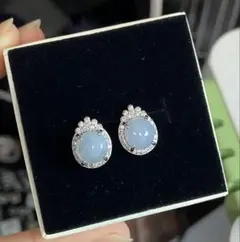 ミャンマー産A貨翡翠 淡紫ラベンダー色 上品スタッドピアス S925シルバー