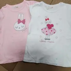 mimi ウサギイラスト Tシャツ 2枚セット