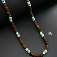男女兼用✨ ココナッツ ターコイズ風 ネックレス ヴィンテージ サーファー