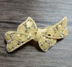 イエローリボンバレッタ キラキラ 可愛い ハート ヘアアクセサリー