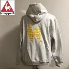 ルコック★ジップアップ 刺繍ロゴ パーカー 裏起毛 グレー Lサイズ