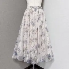 ミッシュマッシュ 花柄 チュール フレア ロング スカート
