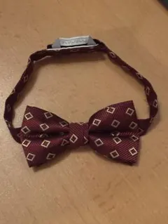 バーガンディ 幾何学模様 蝶ネクタイ キッズ用