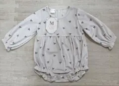 Birthday リボン柄ベロアロンパース　【80cm】