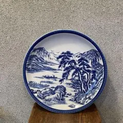 古伊万里 染付 山水文 皿 時代物 和食器 31cm 大皿 飾り皿骨董品 有田焼