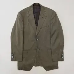 美品 ゼニア ZEGNA ジャケット ウールシルク カーキ 46 テーラード