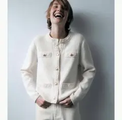 H&M H&M テクスチャードニット ホワイト系　サイズ EUR L