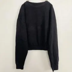 H&M エイチアンドエム ショート丈 スウェット トレーナー ブラック