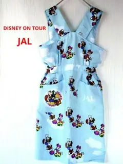 JAL×ディズニー 90年代 エプロン ミッキー &ミニー水色　フリーサイズ